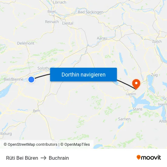 Rüti Bei Büren to Buchrain map