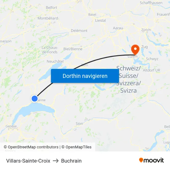 Villars-Sainte-Croix to Buchrain map