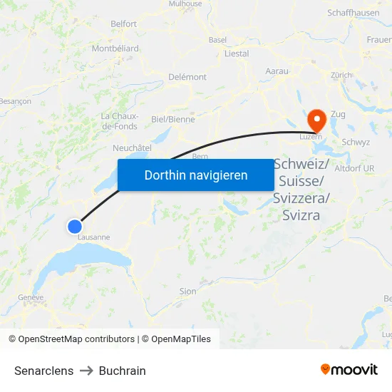 Senarclens to Buchrain map