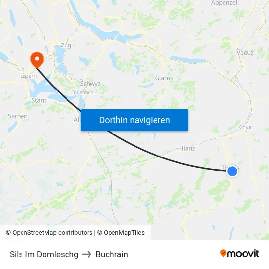 Sils Im Domleschg to Buchrain map