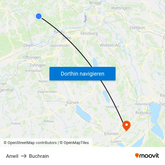 Anwil to Buchrain map
