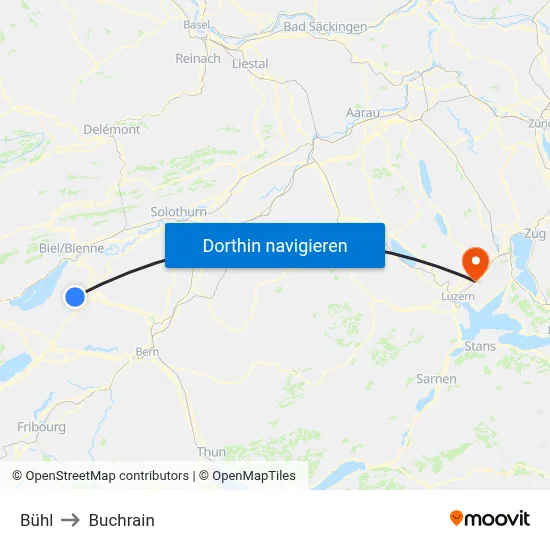 Bühl to Buchrain map