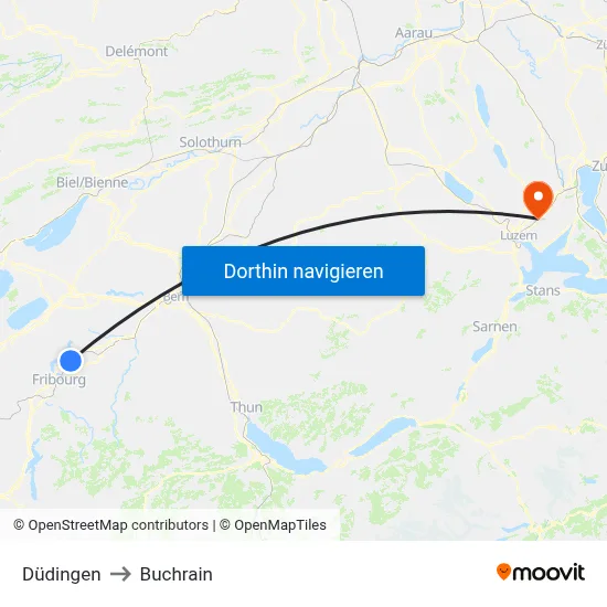 Düdingen to Buchrain map