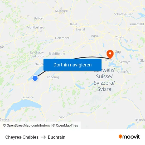 Cheyres-Châbles to Buchrain map