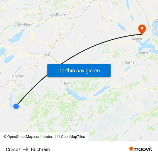 Crésuz to Buchrain map