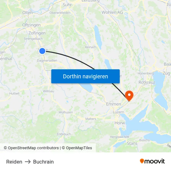 Reiden to Buchrain map