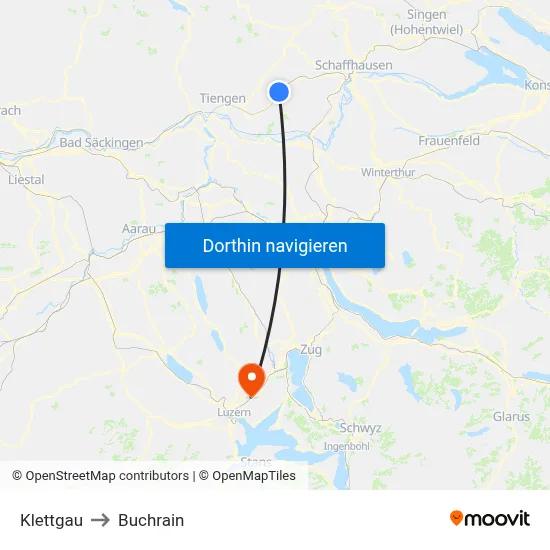 Klettgau to Buchrain map