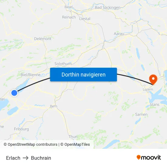 Erlach to Buchrain map