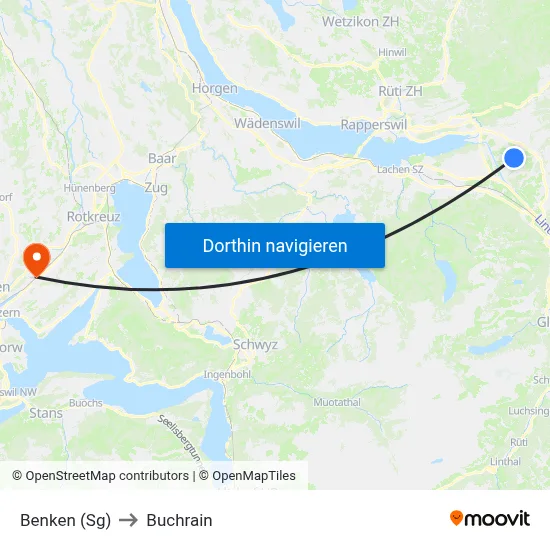 Benken (Sg) to Buchrain map