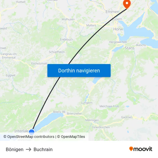 Bönigen to Buchrain map
