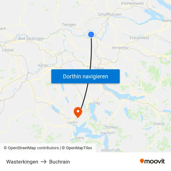 Wasterkingen to Buchrain map