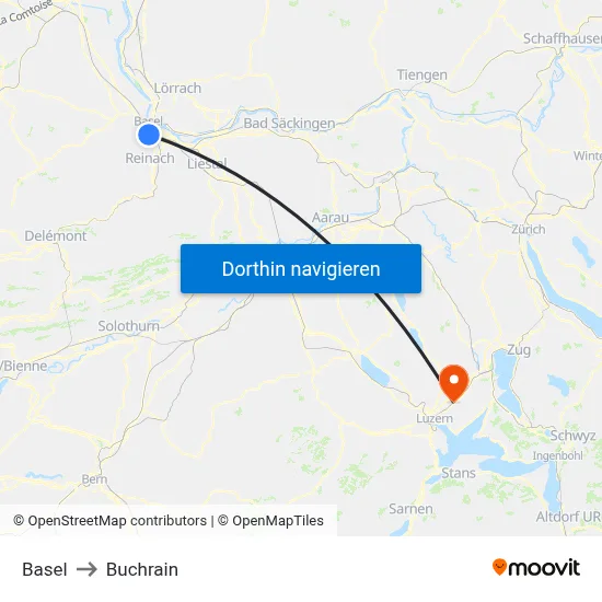Basel to Buchrain map
