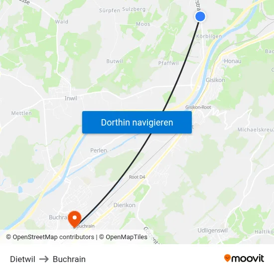 Dietwil to Buchrain map