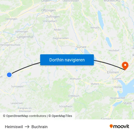 Heimiswil to Buchrain map