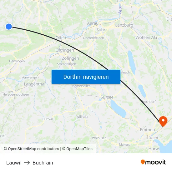 Lauwil to Buchrain map