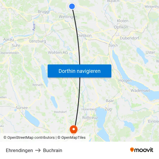Ehrendingen to Buchrain map