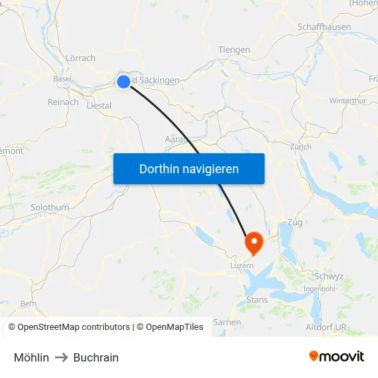 Möhlin to Buchrain map