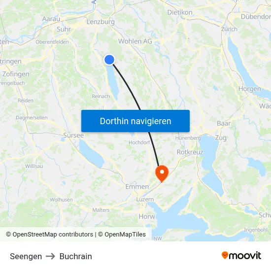 Seengen to Buchrain map