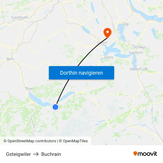 Gsteigwiler to Buchrain map