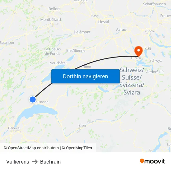 Vullierens to Buchrain map