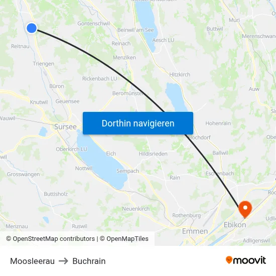 Moosleerau to Buchrain map