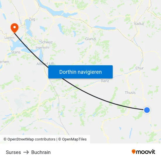 Surses to Buchrain map