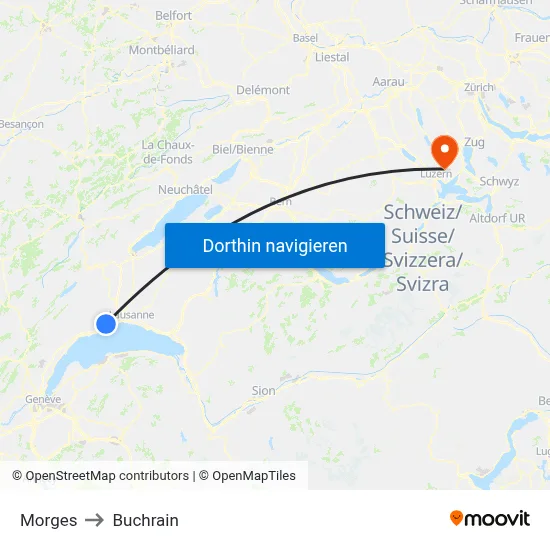 Morges to Buchrain map
