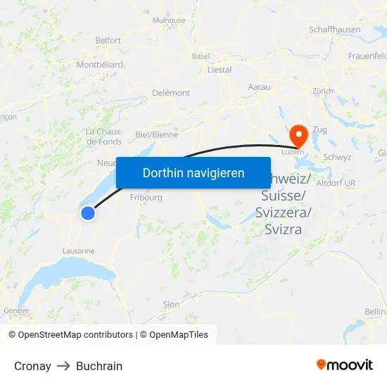 Cronay to Buchrain map