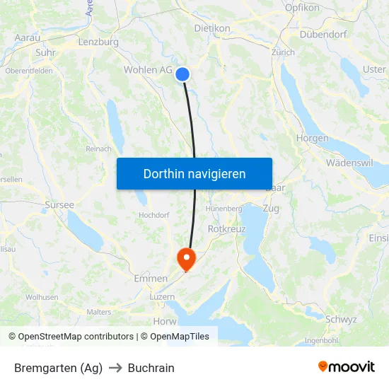 Bremgarten (Ag) to Buchrain map