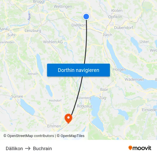 Dällikon to Buchrain map
