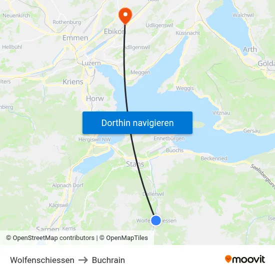 Wolfenschiessen to Buchrain map