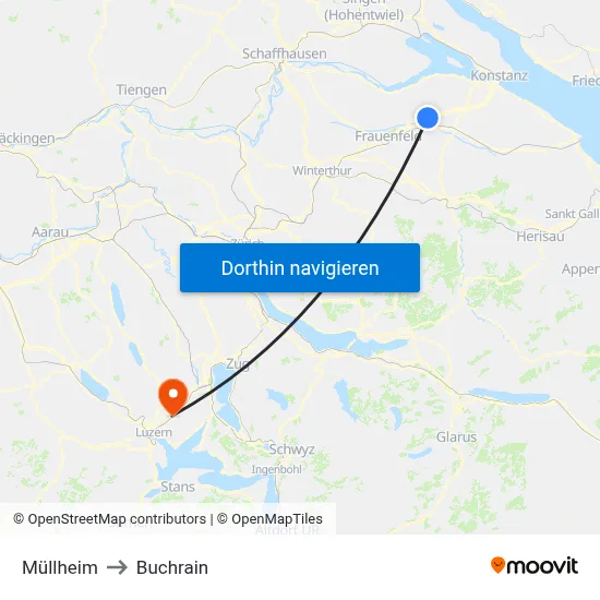 Müllheim to Buchrain map