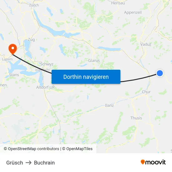 Grüsch to Buchrain map