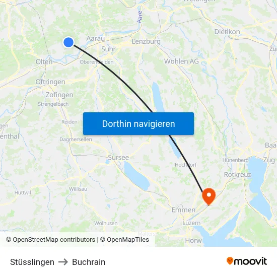 Stüsslingen to Buchrain map