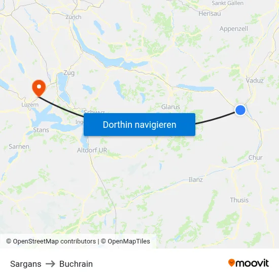 Sargans to Buchrain map