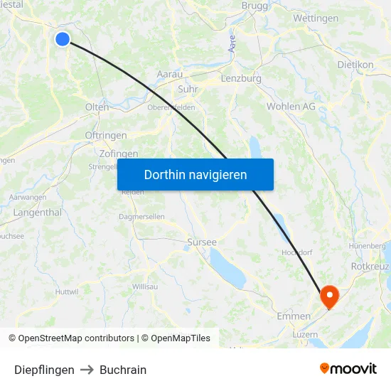Diepflingen to Buchrain map