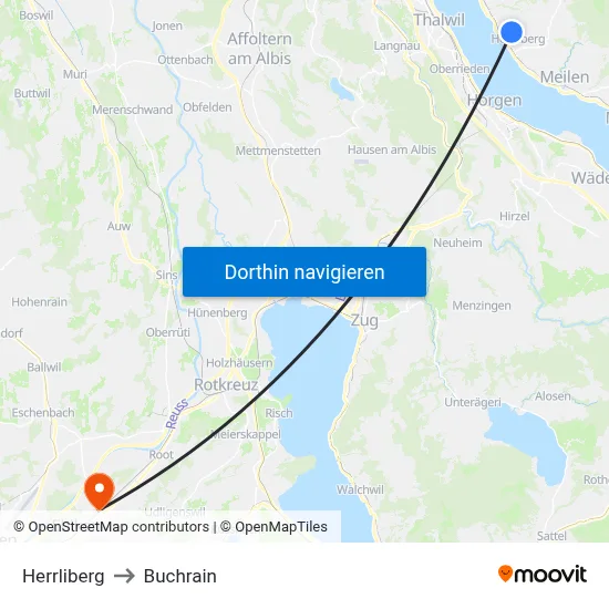 Herrliberg to Buchrain map