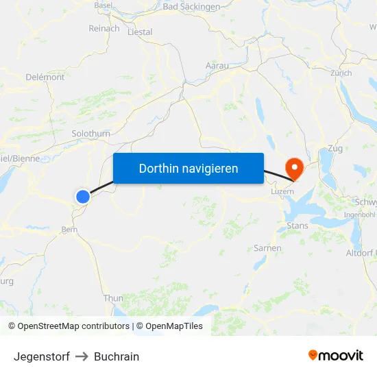 Jegenstorf to Buchrain map