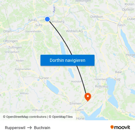 Rupperswil to Buchrain map