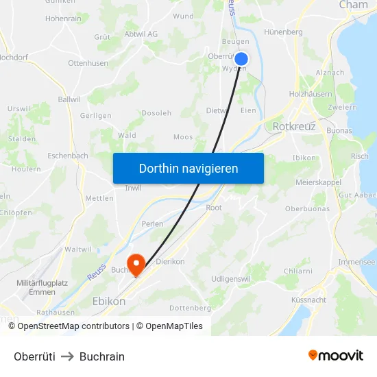 Oberrüti to Buchrain map
