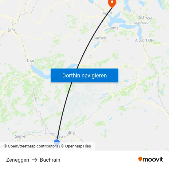 Zeneggen to Buchrain map
