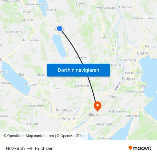 Hitzkirch to Buchrain map