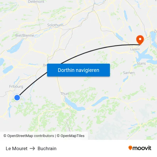 Le Mouret to Buchrain map