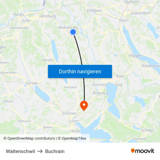 Waltenschwil to Buchrain map