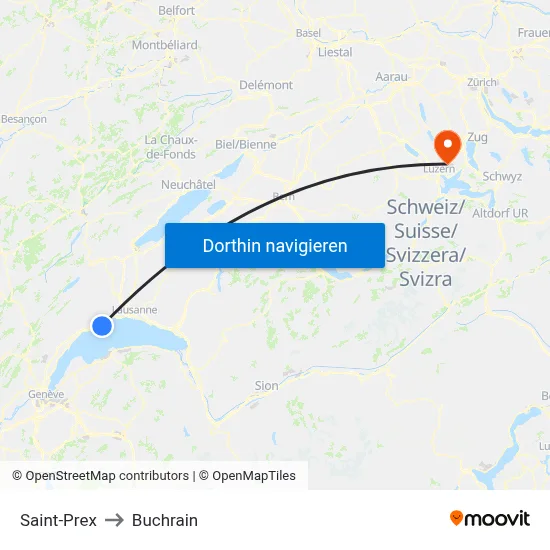 Saint-Prex to Buchrain map