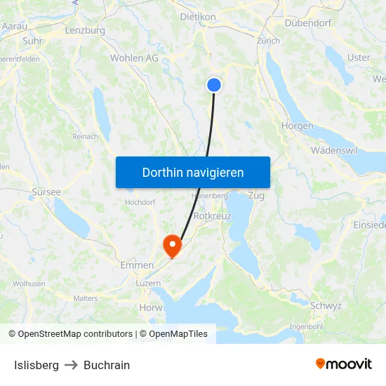 Islisberg to Buchrain map