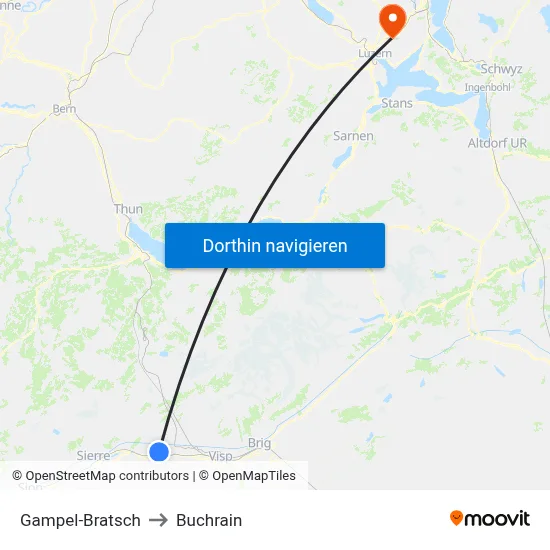 Gampel-Bratsch to Buchrain map