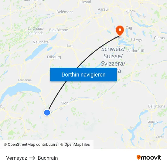 Vernayaz to Buchrain map