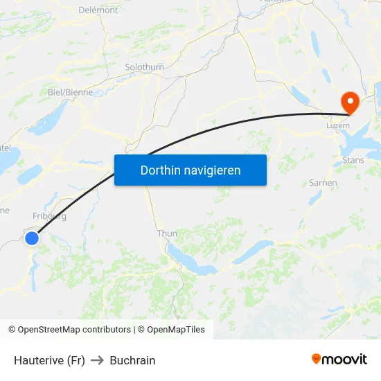 Hauterive (Fr) to Buchrain map