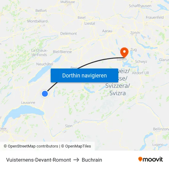 Vuisternens-Devant-Romont to Buchrain map
